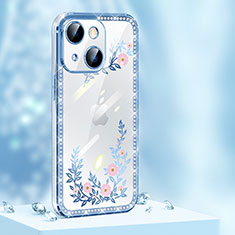 Coque Silicone Housse Etui Gel Bling-Bling AT1 pour Apple iPhone 14 Plus Bleu
