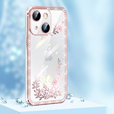 Coque Silicone Housse Etui Gel Bling-Bling AT1 pour Apple iPhone 14 Plus Or Rose