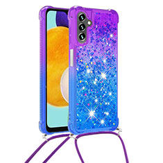 Coque Silicone Housse Etui Gel Bling-Bling avec Laniere Strap S01 pour Samsung Galaxy A04s Violet