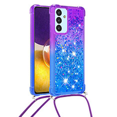 Coque Silicone Housse Etui Gel Bling-Bling avec Laniere Strap S01 pour Samsung Galaxy A05s Violet