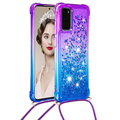 Coque Silicone Housse Etui Gel Bling-Bling avec Laniere Strap S01 pour Samsung Galaxy S20 5G Violet