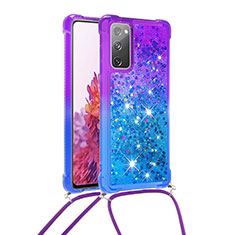Coque Silicone Housse Etui Gel Bling-Bling avec Laniere Strap S01 pour Samsung Galaxy S20 Lite 5G Violet