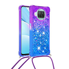 Coque Silicone Housse Etui Gel Bling-Bling avec Laniere Strap S01 pour Xiaomi Mi 10i 5G Violet