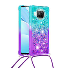 Coque Silicone Housse Etui Gel Bling-Bling avec Laniere Strap S01 pour Xiaomi Mi 10T Lite 5G Bleu Ciel