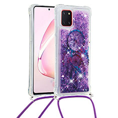 Coque Silicone Housse Etui Gel Bling-Bling avec Laniere Strap S02 pour Samsung Galaxy A81 Violet