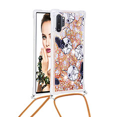 Coque Silicone Housse Etui Gel Bling-Bling avec Laniere Strap S02 pour Samsung Galaxy Note 10 Plus 5G Or