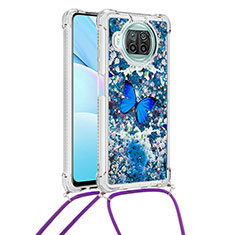Coque Silicone Housse Etui Gel Bling-Bling avec Laniere Strap S02 pour Xiaomi Mi 10i 5G Bleu