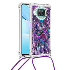 Coque Silicone Housse Etui Gel Bling-Bling avec Laniere Strap S02 pour Xiaomi Mi 10i 5G Violet