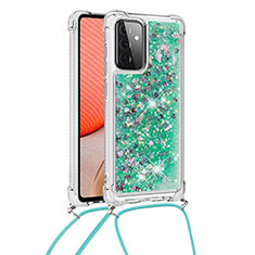 Coque Silicone Housse Etui Gel Bling-Bling avec Laniere Strap S03 pour Samsung Galaxy A72 5G Vert