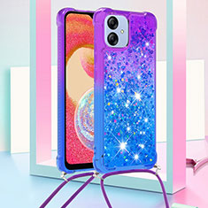 Coque Silicone Housse Etui Gel Bling-Bling avec Laniere Strap YB1 pour Samsung Galaxy M04 Violet