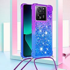 Coque Silicone Housse Etui Gel Bling-Bling avec Laniere Strap YB1 pour Xiaomi Mi 13T 5G Violet