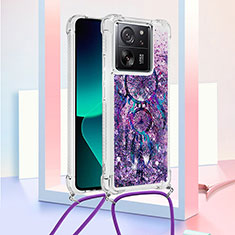Coque Silicone Housse Etui Gel Bling-Bling avec Laniere Strap YB3 pour Xiaomi Mi 13T 5G Violet