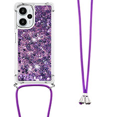 Coque Silicone Housse Etui Gel Bling-Bling avec Laniere Strap YB3 pour Xiaomi Poco F5 5G Violet