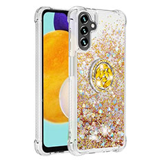Coque Silicone Housse Etui Gel Bling-Bling avec Support Bague Anneau S01 pour Samsung Galaxy A04s Or