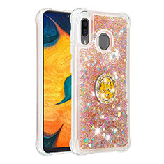Coque Silicone Housse Etui Gel Bling-Bling avec Support Bague Anneau S01 pour Samsung Galaxy A20 Or