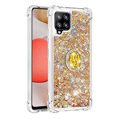 Coque Silicone Housse Etui Gel Bling-Bling avec Support Bague Anneau S01 pour Samsung Galaxy A42 5G Or