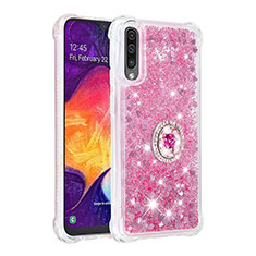 Coque Silicone Housse Etui Gel Bling-Bling avec Support Bague Anneau S01 pour Samsung Galaxy A50S Rouge