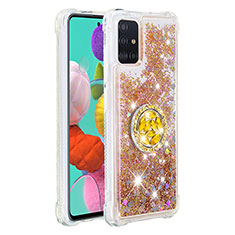 Coque Silicone Housse Etui Gel Bling-Bling avec Support Bague Anneau S01 pour Samsung Galaxy A51 4G Or