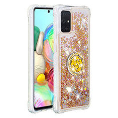 Coque Silicone Housse Etui Gel Bling-Bling avec Support Bague Anneau S01 pour Samsung Galaxy A71 4G A715 Or