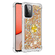 Coque Silicone Housse Etui Gel Bling-Bling avec Support Bague Anneau S01 pour Samsung Galaxy A72 5G Or