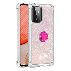 Coque Silicone Housse Etui Gel Bling-Bling avec Support Bague Anneau S01 pour Samsung Galaxy A72 5G Rose