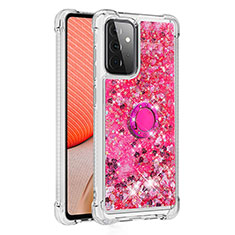 Coque Silicone Housse Etui Gel Bling-Bling avec Support Bague Anneau S01 pour Samsung Galaxy A72 5G Rose Rouge