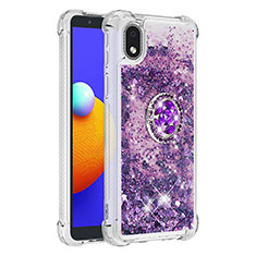 Coque Silicone Housse Etui Gel Bling-Bling avec Support Bague Anneau S01 pour Samsung Galaxy M01 Core Violet
