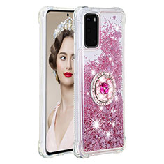 Coque Silicone Housse Etui Gel Bling-Bling avec Support Bague Anneau S01 pour Samsung Galaxy S20 5G Rouge