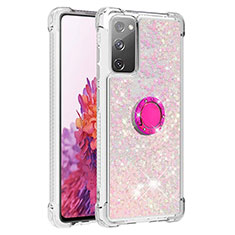 Coque Silicone Housse Etui Gel Bling-Bling avec Support Bague Anneau S01 pour Samsung Galaxy S20 FE (2022) 5G Rose