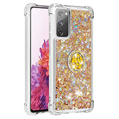 Coque Silicone Housse Etui Gel Bling-Bling avec Support Bague Anneau S01 pour Samsung Galaxy S20 FE 4G Or