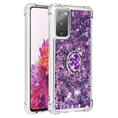 Coque Silicone Housse Etui Gel Bling-Bling avec Support Bague Anneau S01 pour Samsung Galaxy S20 FE 5G Violet