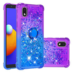 Coque Silicone Housse Etui Gel Bling-Bling avec Support Bague Anneau S02 pour Samsung Galaxy A01 Core Violet