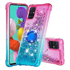 Coque Silicone Housse Etui Gel Bling-Bling avec Support Bague Anneau S02 pour Samsung Galaxy A51 4G Rose