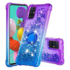 Coque Silicone Housse Etui Gel Bling-Bling avec Support Bague Anneau S02 pour Samsung Galaxy A51 4G Violet