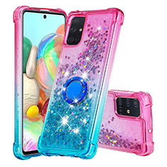 Coque Silicone Housse Etui Gel Bling-Bling avec Support Bague Anneau S02 pour Samsung Galaxy A71 5G Rose