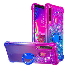 Coque Silicone Housse Etui Gel Bling-Bling avec Support Bague Anneau S02 pour Samsung Galaxy A9s Violet