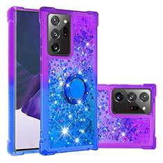 Coque Silicone Housse Etui Gel Bling-Bling avec Support Bague Anneau S02 pour Samsung Galaxy Note 20 Ultra 5G Violet
