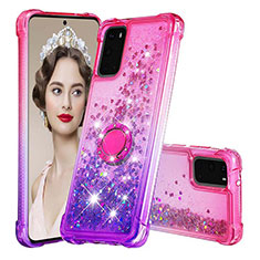 Coque Silicone Housse Etui Gel Bling-Bling avec Support Bague Anneau S02 pour Samsung Galaxy S20 5G Rose Rouge