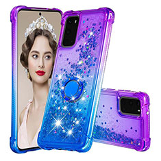 Coque Silicone Housse Etui Gel Bling-Bling avec Support Bague Anneau S02 pour Samsung Galaxy S20 5G Violet