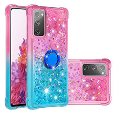 Coque Silicone Housse Etui Gel Bling-Bling avec Support Bague Anneau S02 pour Samsung Galaxy S20 FE 4G Rose