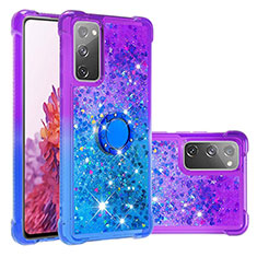 Coque Silicone Housse Etui Gel Bling-Bling avec Support Bague Anneau S02 pour Samsung Galaxy S20 FE 5G Violet