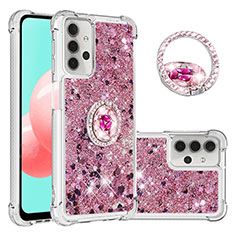 Coque Silicone Housse Etui Gel Bling-Bling avec Support Bague Anneau S03 pour Samsung Galaxy A32 5G Rouge