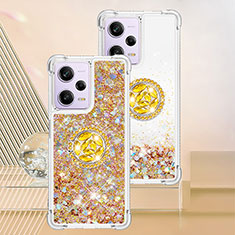 Coque Silicone Housse Etui Gel Bling-Bling avec Support Bague Anneau YB1 pour Xiaomi Redmi Note 12 Pro 5G Or