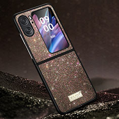 Coque Silicone Housse Etui Gel Bling-Bling LD1 pour Oppo Find N2 Flip 5G Marron