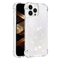 Coque Silicone Housse Etui Gel Bling-Bling S01 pour Apple iPhone 13 Pro Argent