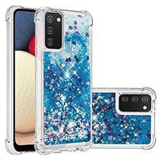 Coque Silicone Housse Etui Gel Bling-Bling S01 pour Samsung Galaxy A03s Bleu