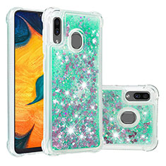 Coque Silicone Housse Etui Gel Bling-Bling S01 pour Samsung Galaxy A20 Vert