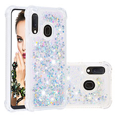 Coque Silicone Housse Etui Gel Bling-Bling S01 pour Samsung Galaxy A20e Argent