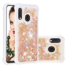 Coque Silicone Housse Etui Gel Bling-Bling S01 pour Samsung Galaxy A20e Or