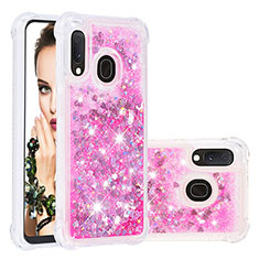 Coque Silicone Housse Etui Gel Bling-Bling S01 pour Samsung Galaxy A20e Rose Rouge